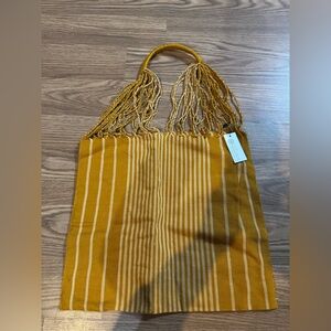 HAND WOVEN  Luz Collection Yellow Striped Tote Bag